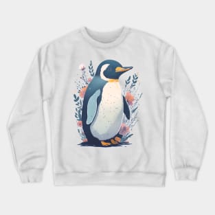 Penguin with Flowers Crewneck Sweatshirt